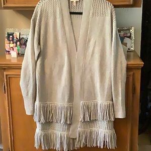 Beautiful Gray Long Sweater with Fringe